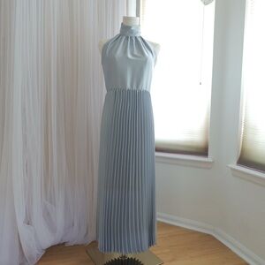 Taylor Light Blue Pleated Maxi Dress